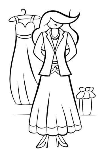 A coloring page of Charizard the fashion designer