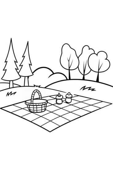A coloring page of Flash’s whimsical picnic