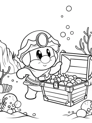 Bowser underwater treasure hunt coloring pages