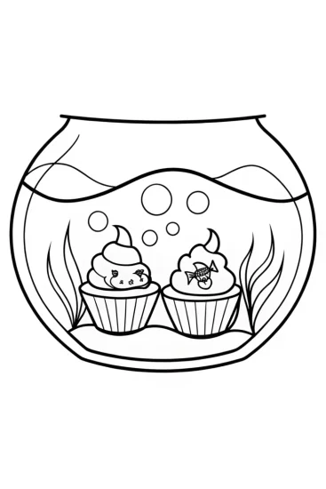 A coloring page of Cupcake Chic’s underwater tea party