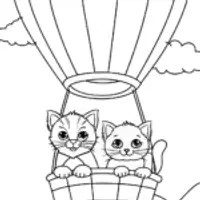 Kittens in a hot air balloon