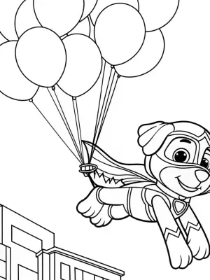 Superhero dog saves balloons coloring pages