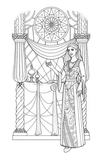 A coloring page of Star Weaver at the enchanted loom