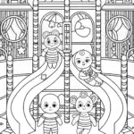 Babies playing in a lunar playground