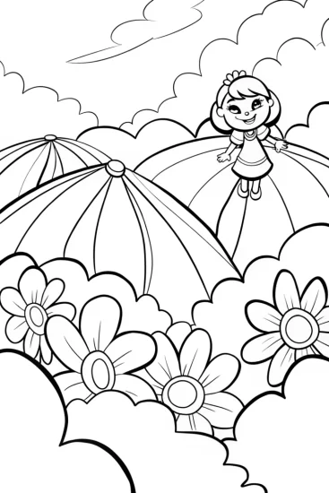A coloring page of Flower carnival in the clouds