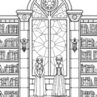 Anime guardians in a magical library