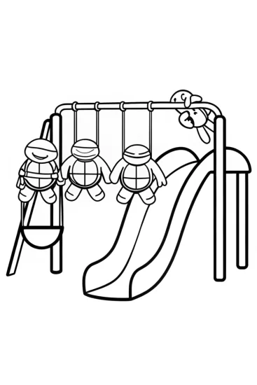 A coloring page of Teenage Mutant Ninja Turtles playground