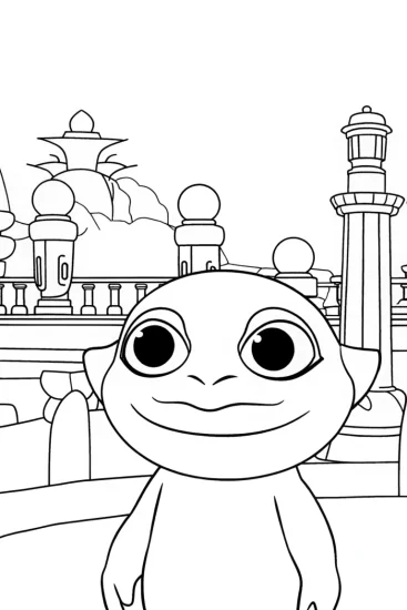 A coloring page of Axolotl at the sculpture festival