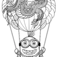 Minion floating with dragon balloon