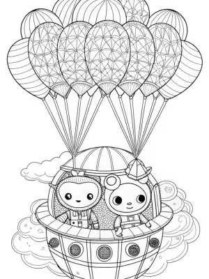 Octonauts rescuing with a balloon coloring pages