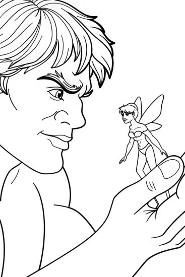 A coloring page of Hulk helping a tiny fairy