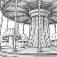 Whimsical mushroom carousel fun