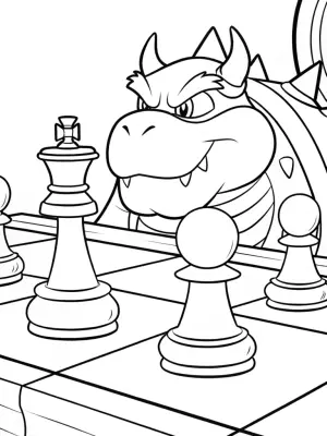Bowser at a magical chess tournament coloring pages