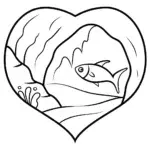 Heart-shaped fish exploring cave