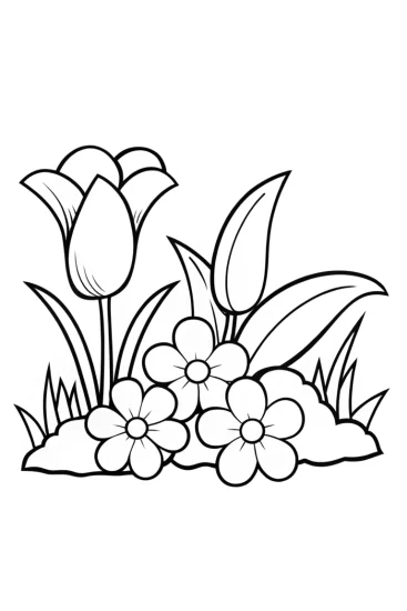 A coloring page of Banban inventing in the garden