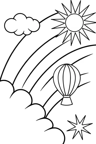 A coloring page of Thunderous flash parade in the sky