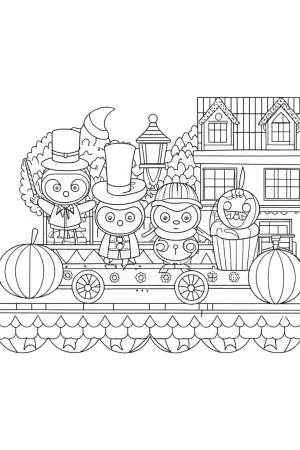 Thanksgiving parade of unlikely friends coloring pages