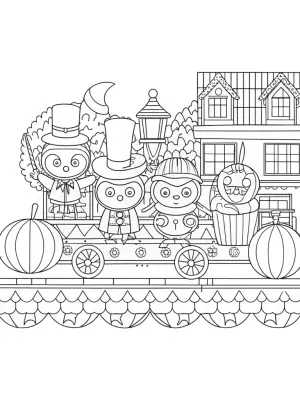 Thanksgiving parade of unlikely friends coloring pages