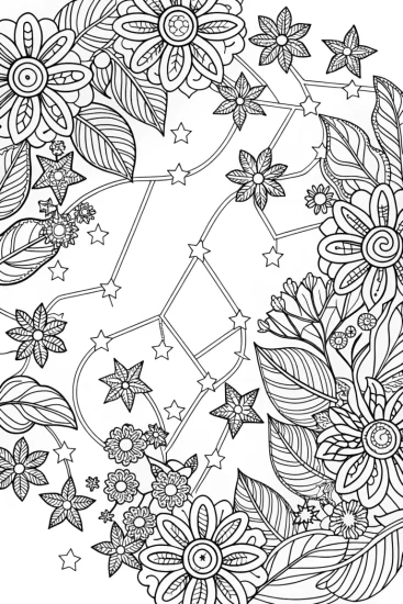 A coloring page of Orion through the seasons