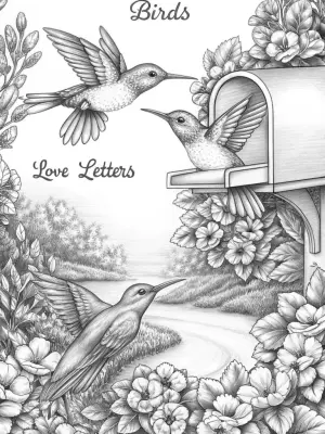 Birds delivering love letters coloring pages
