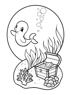 Charmander treasure hunt under the sea coloring pages