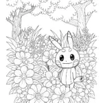 Mimikyu exploring a flower garden