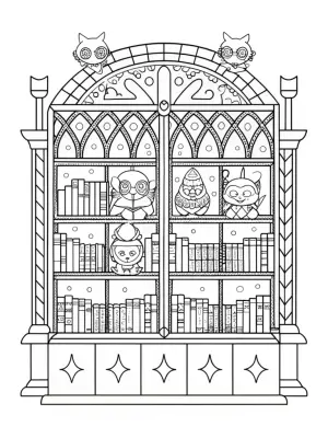 Superhero pets in the enchanted library coloring pages
