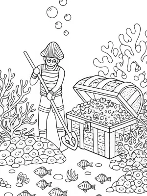 Blippi underwater treasure hunt coloring pages