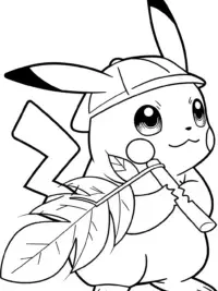 Pikachu playing a leaf flute