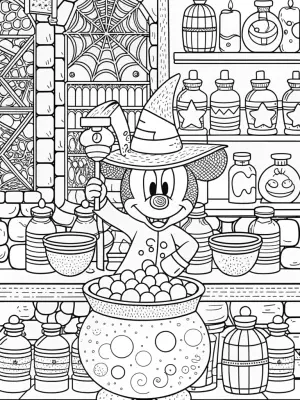 Mickey Mouse Halloween potion lab coloring pages