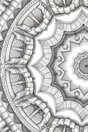 Bookworms in a library mandala coloring pages