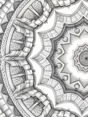 Bookworms in a library mandala coloring pages