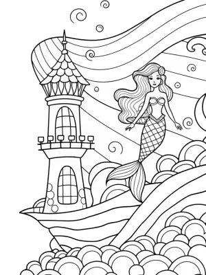 Little Mermaid dreamweaver scene coloring pages
