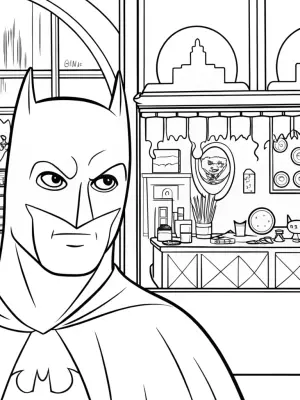 Batman in the whimsical time bazaar coloring pages