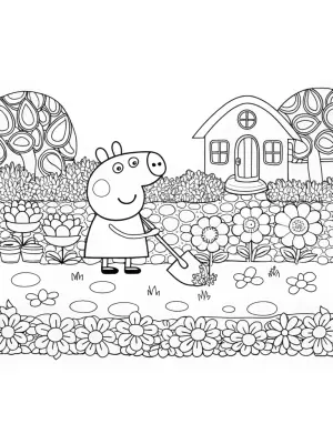 Peppa Pig’s gardening adventure coloring pages