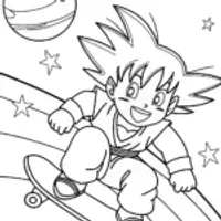 Goku skateboarding in space