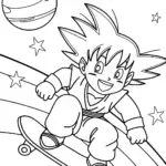 Goku skateboarding in space