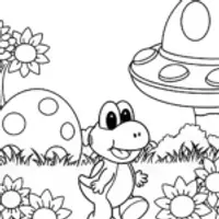 Yoshi in an alien garden