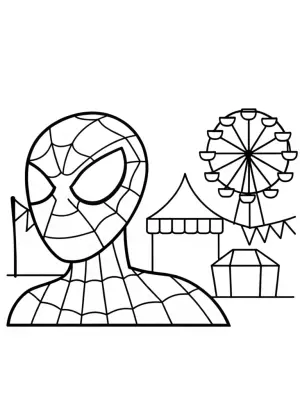 Spider-Man at the amusement park coloring pages