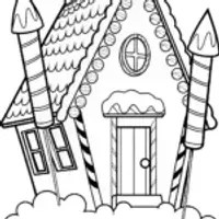 Gingerbread house launching candy rockets