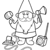 Gnome showcasing his inventions