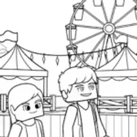 Minecraft characters at a fair