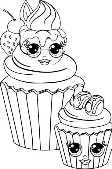 A coloring page of Cupcake Chic in Snack Galaxy