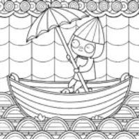 Finn navigating a leaf boat