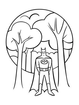 Batman in the enchanted forest coloring pages