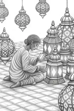 Butterfly artisan crafting lanterns coloring pages