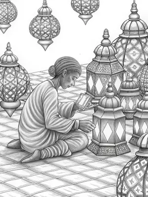 Butterfly artisan crafting lanterns coloring pages