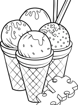 Ice cream cones solving puzzles coloring pages