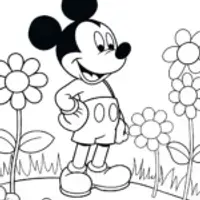 Mickey Mouse in a flower garden