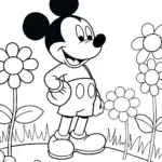 Mickey Mouse in a flower garden